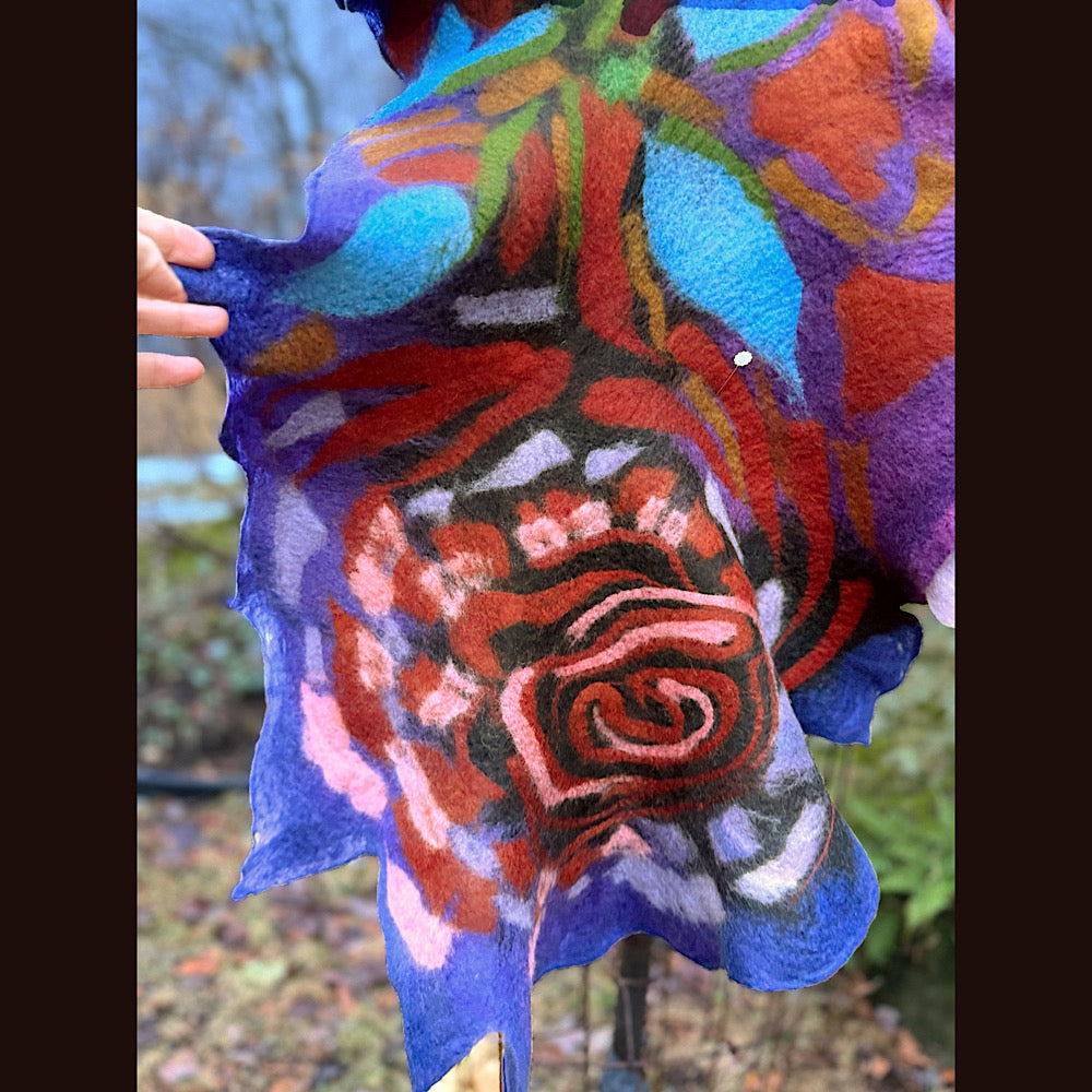 Handmade wool Felted Scarf 80” X 19”