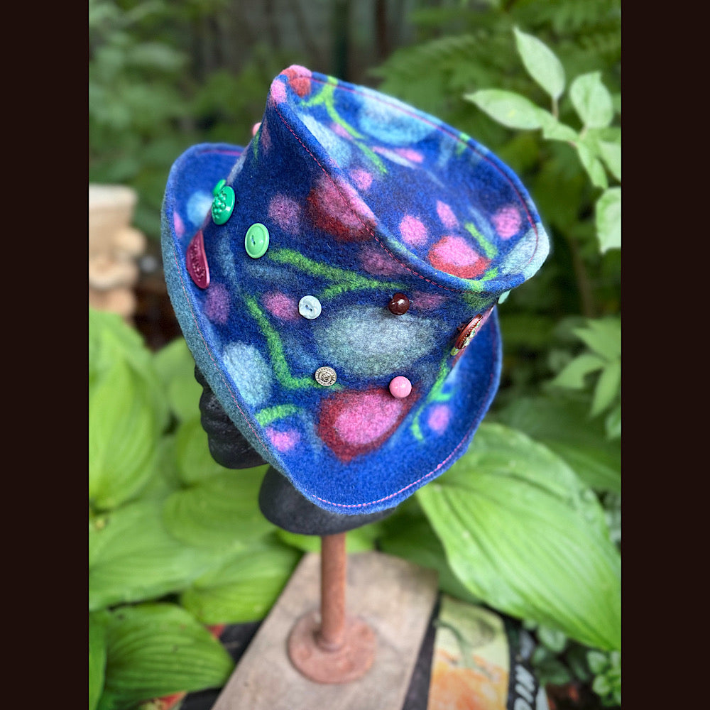 OOAK Handmade wool Felted hat 23.5” medium Silk lining