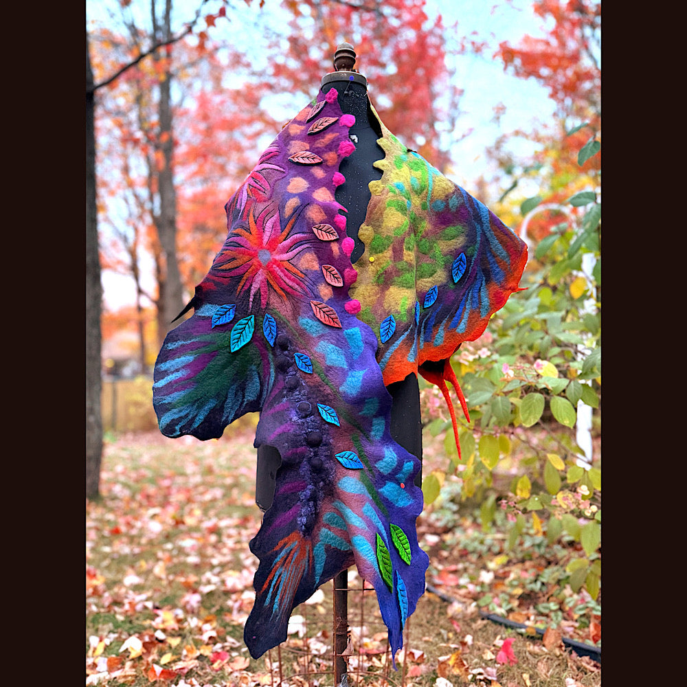 Handmade Felted Wool Scarf 74” X 33”