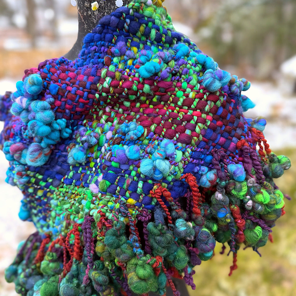 Handmade wool Woven Scarf 18”X 15.5”