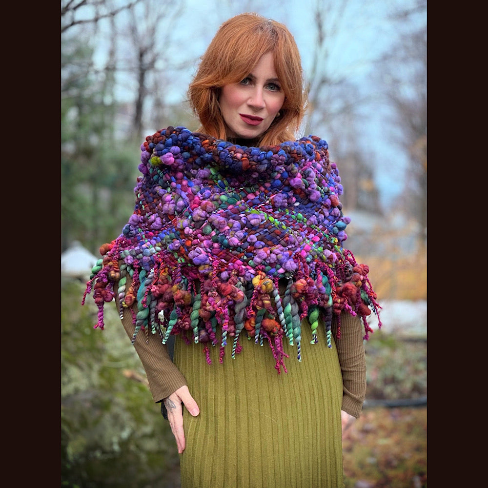 Handmade wool Woven Scarf shawlette 19” X 18”