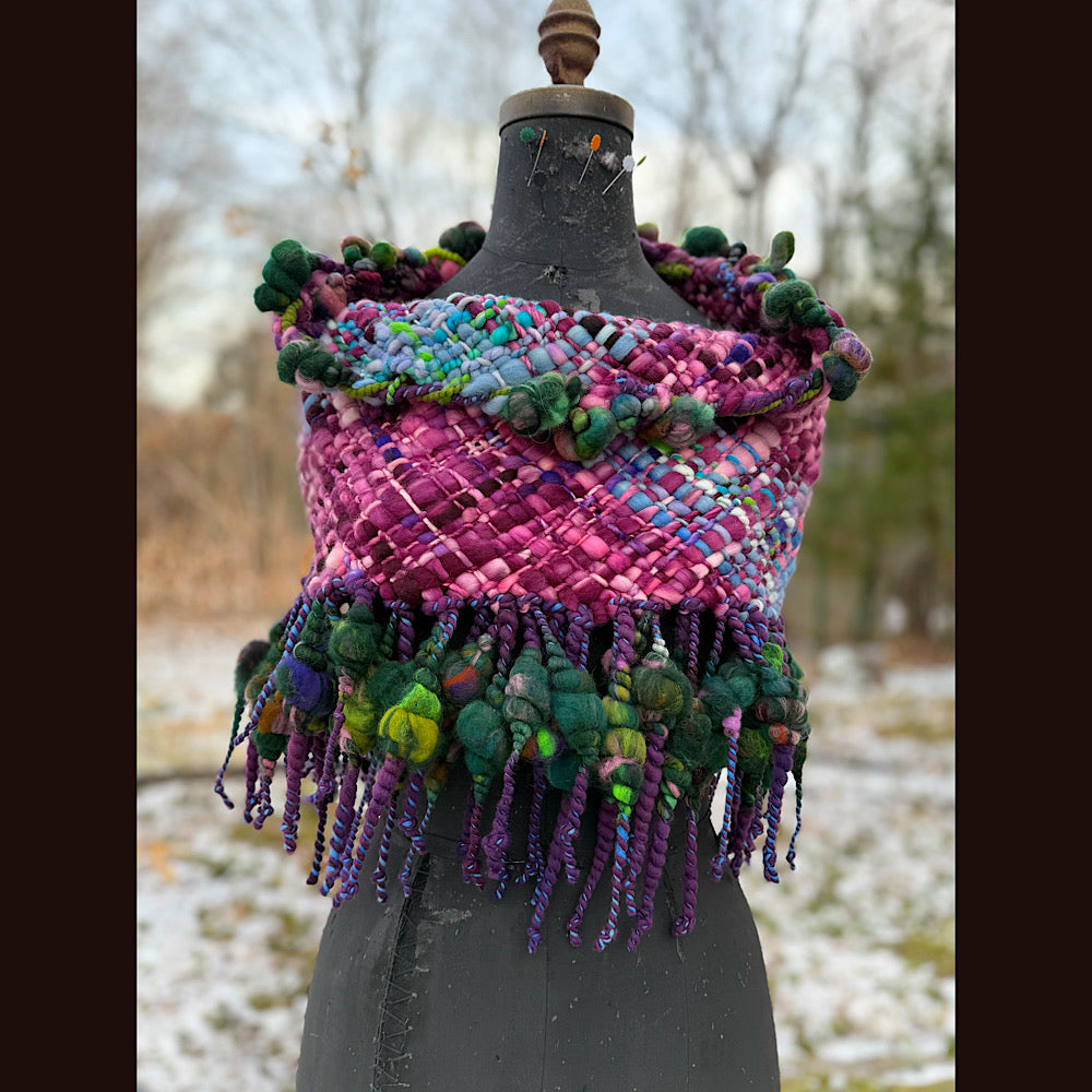 Handmade wool Woven Scarf shawlette 19”X 19”