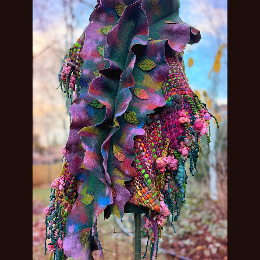 Handmade wool Felted Scarf 90” X 16”