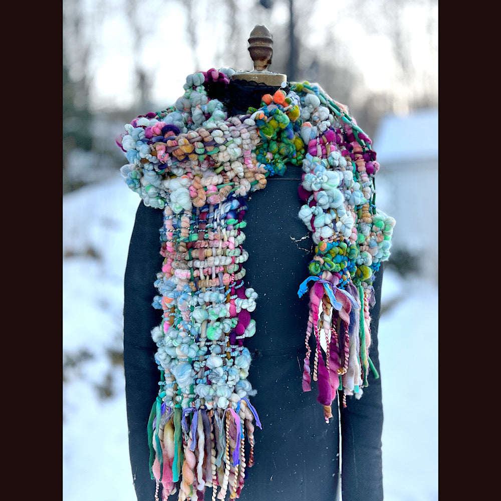 Woven art yarn Scarf 90” X 7”