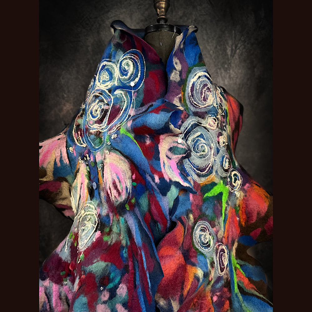 OOAK Handmade wool Felted Scarf 86” X 17”