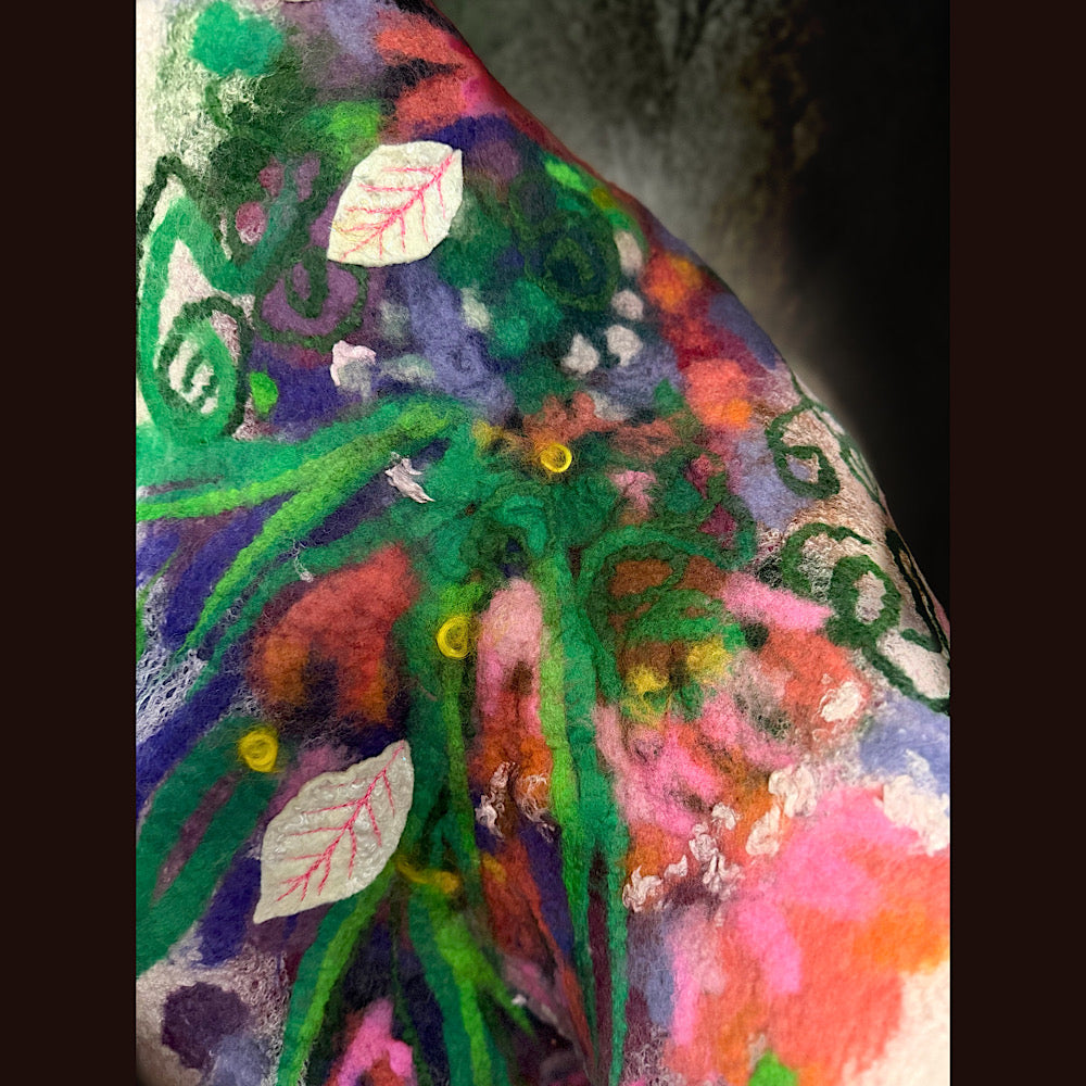 OOAK Handmade wool Felted Scarf 80” X 18”