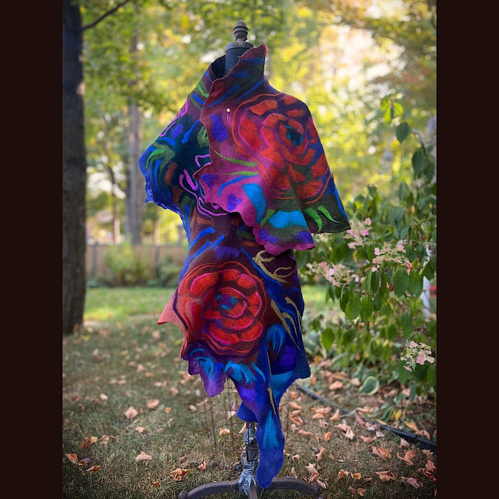 Handmade Felted Wool Scarf 82” X 29”