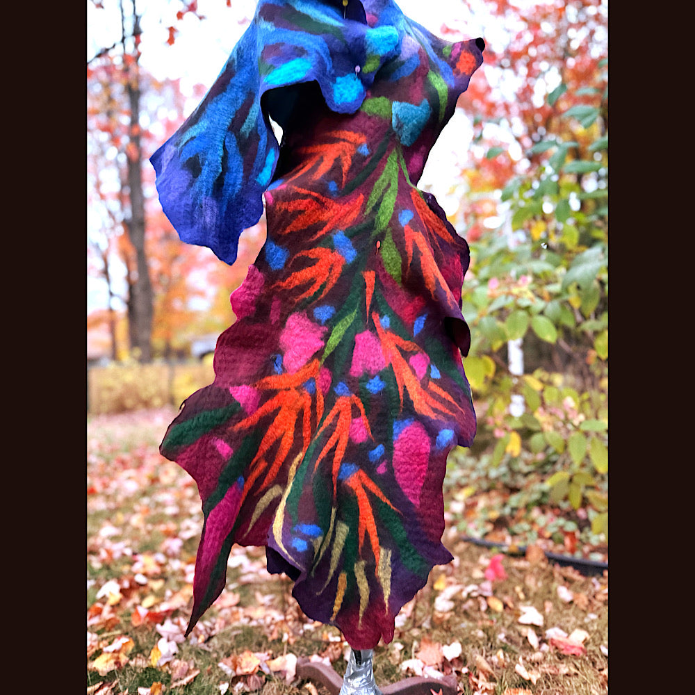 Handmade wool Felted Scarf 79” X 23”