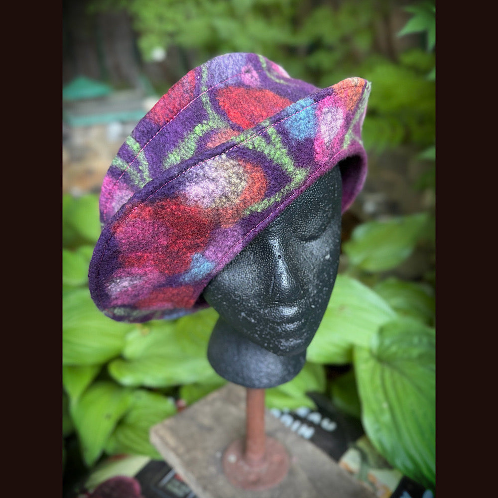 OOAK Handmade wool Felted hat 23.5” medium
