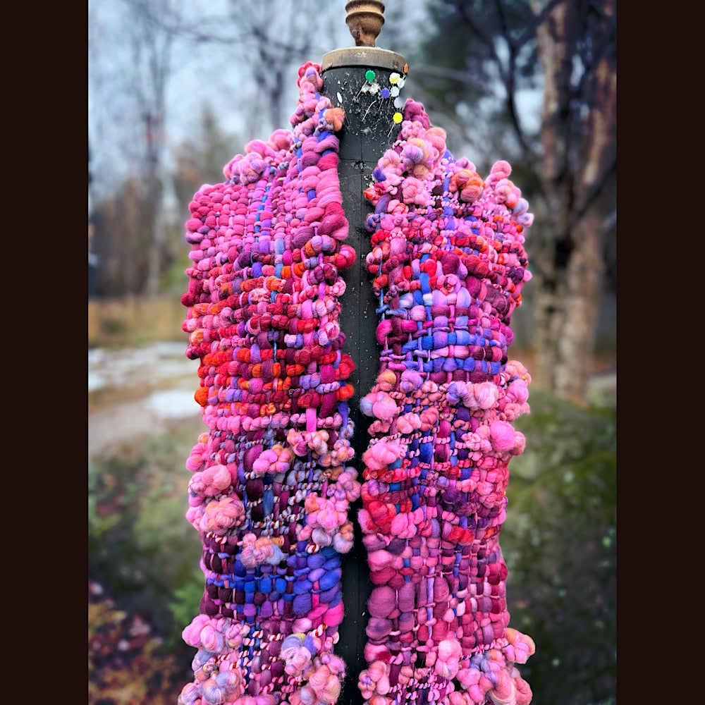 Handmade wool Woven Scarf 98” X 9”