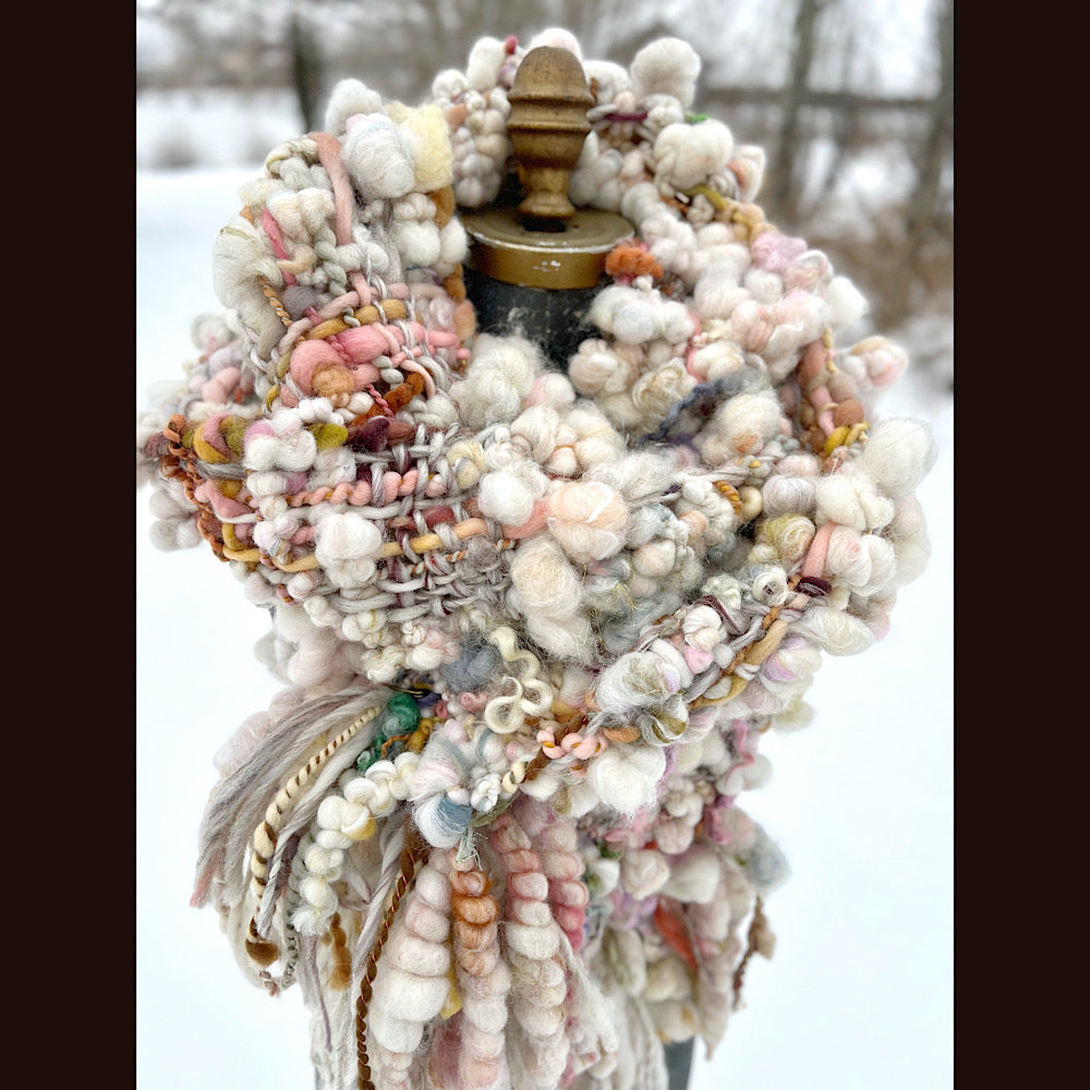 The Snow Rose Scarf 92” X 10”  1.2 pound