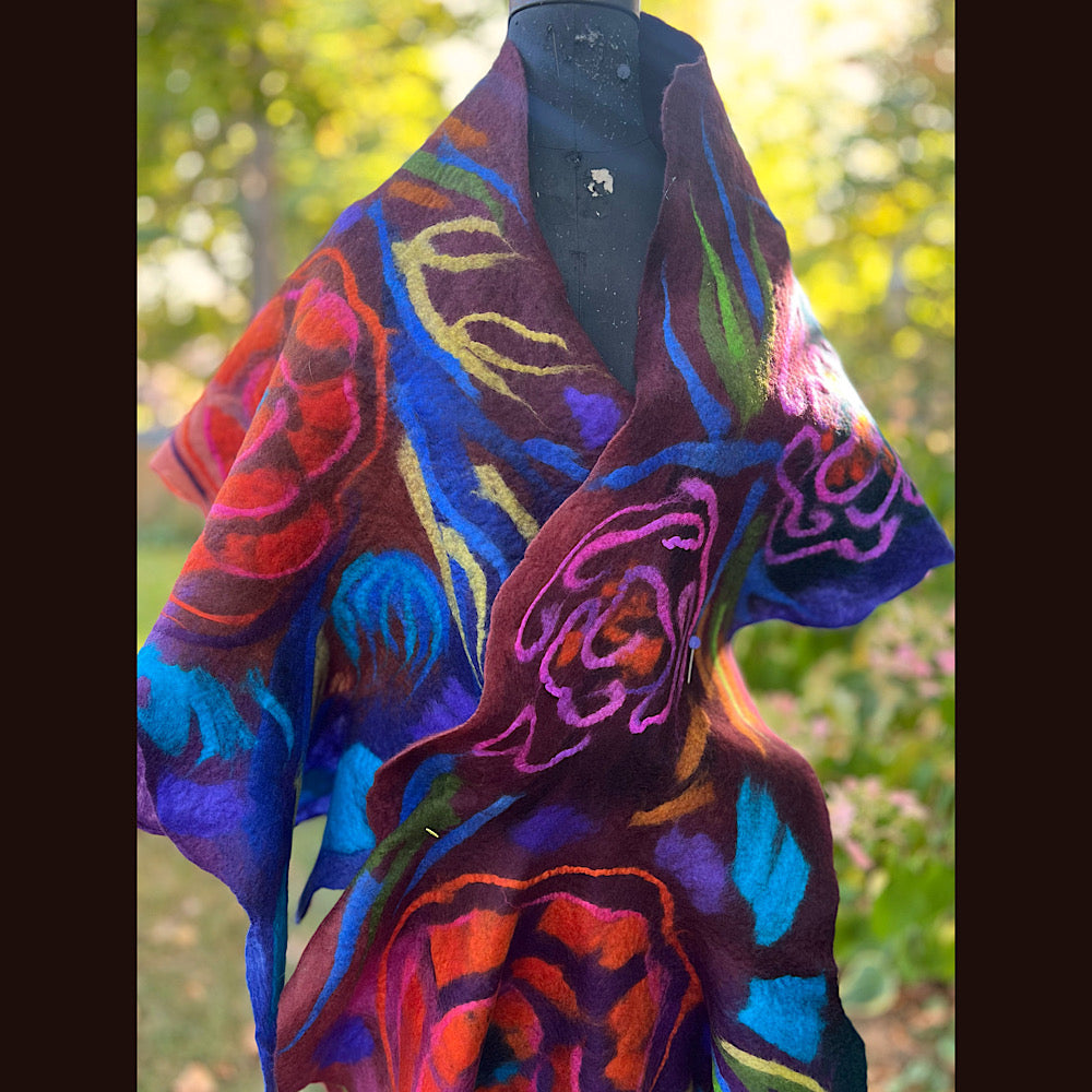 Handmade Felted Wool Scarf 82” X 29”