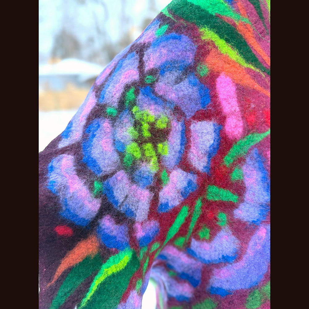 Handmade wool Felted Scarf 80” X 17”