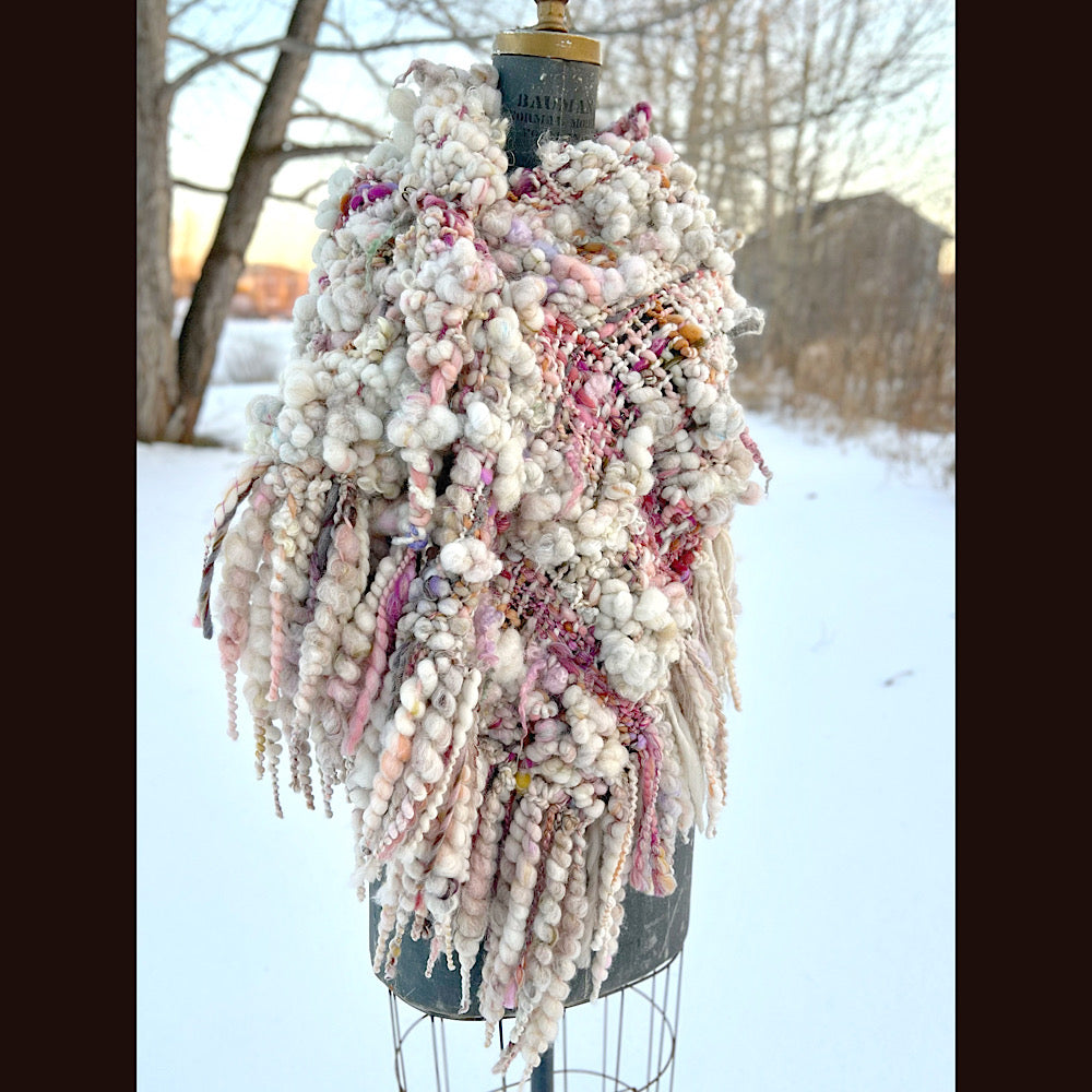 The Snow Rose Shawl  64” X 22”  1.3 pound