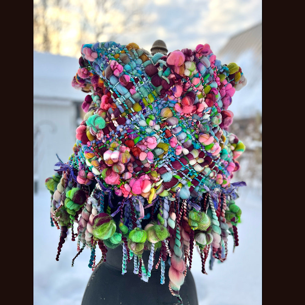 Winter rose Woven art yarn Giant cowl