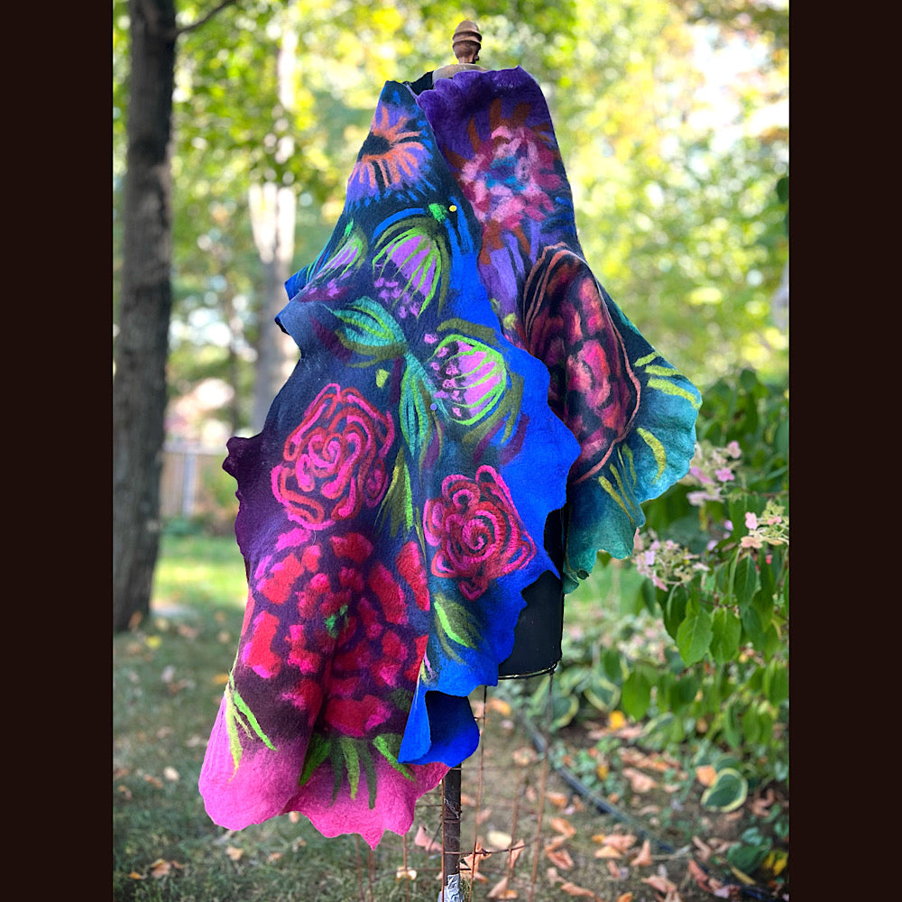 Handmade Felted Wool Scarf 80” X 26”