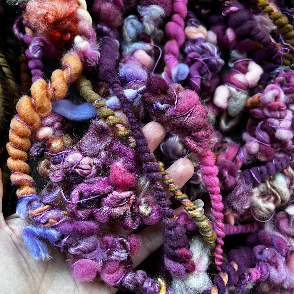 Large lot of hand spun yarn for weaving  knitting crochet 12.3 oz