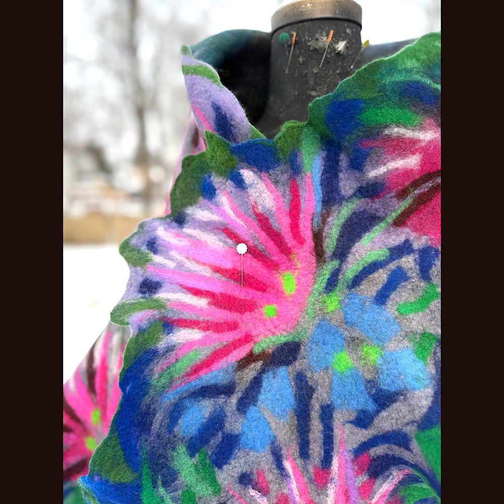 Handmade wool Felted Scarf 80” X 17”