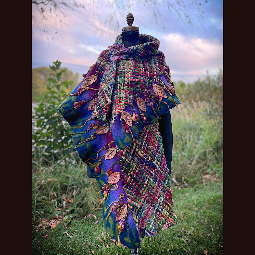 Felted and woven Shawl 84” X 23”