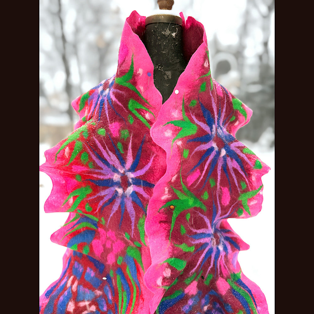 Handmade wool Felted Scarf 88” X 17”