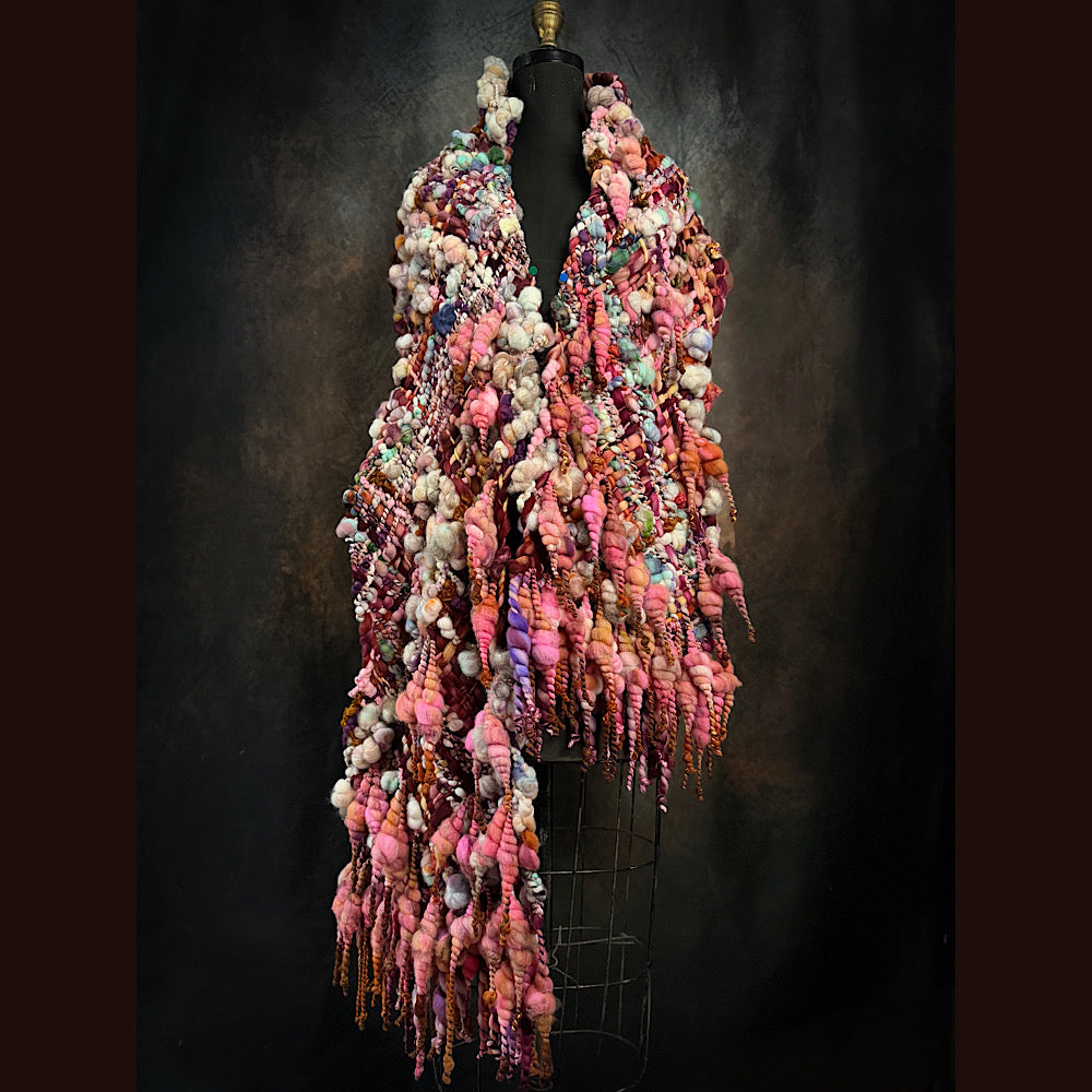 Handmade wool Woven Scarf 86” X 11”