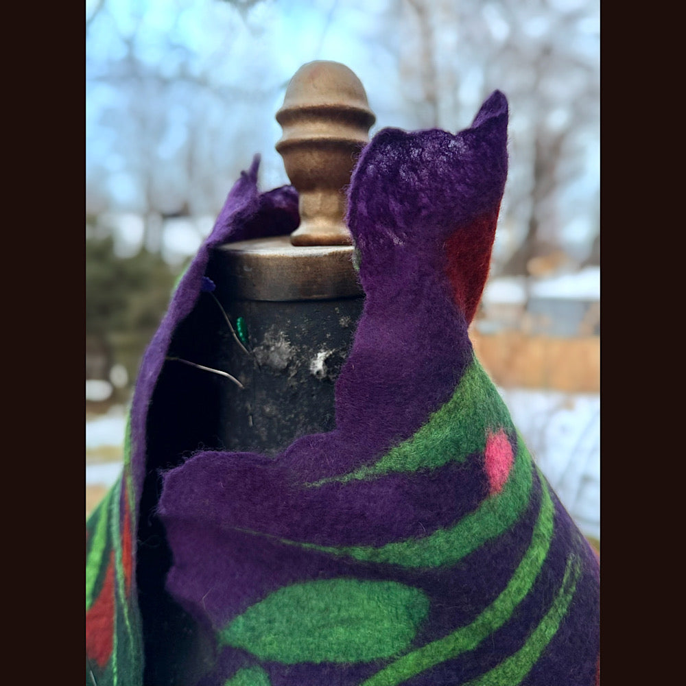 Handmade wool Felted Scarf 68” X 11”