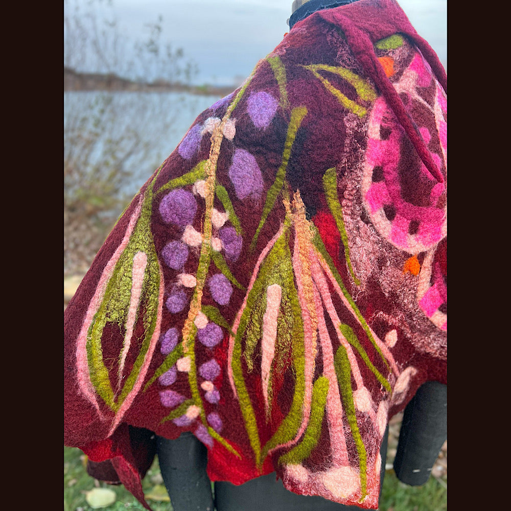 Felted floral capelet