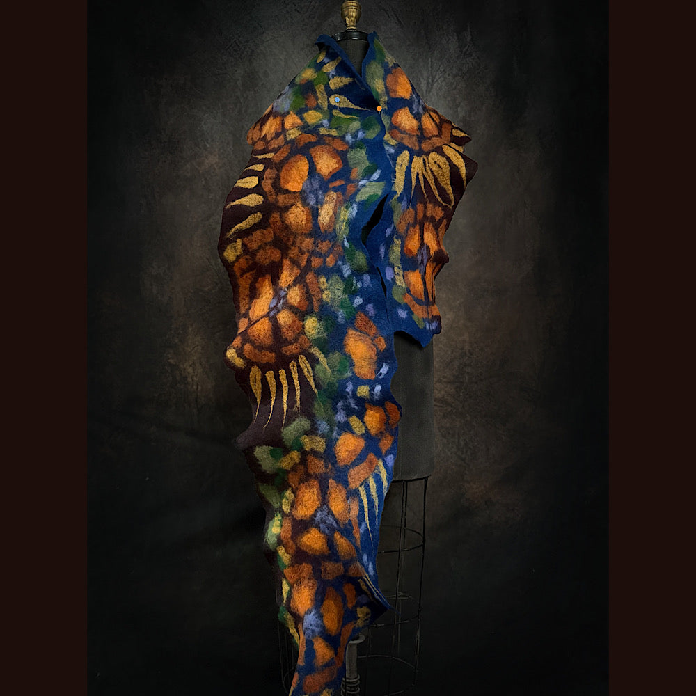 OOAK Handmade wool Felted Scarf 81” X 12”