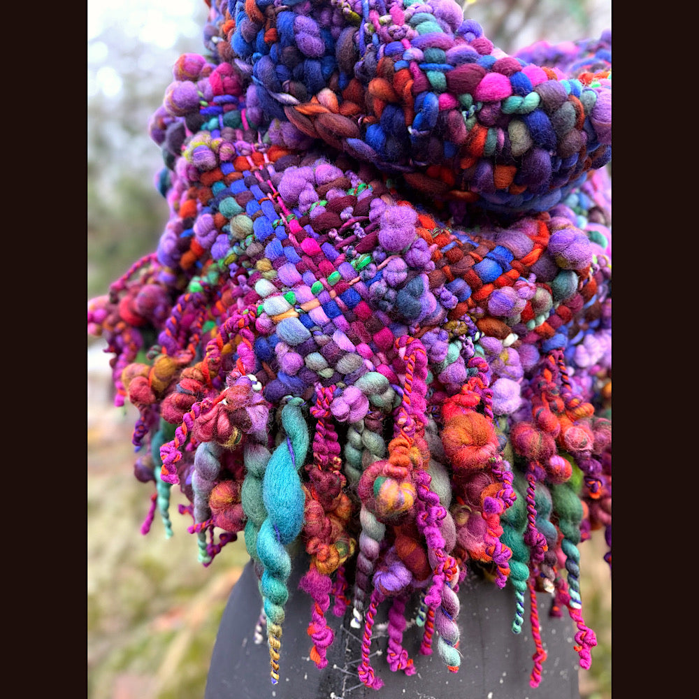 Handmade wool Woven Scarf shawlette 19” X 18”