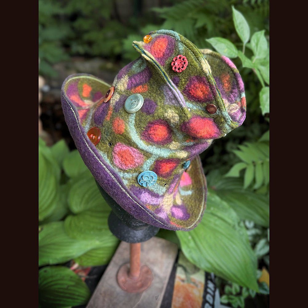 OOAK Handmade wool Felted hat 22” small