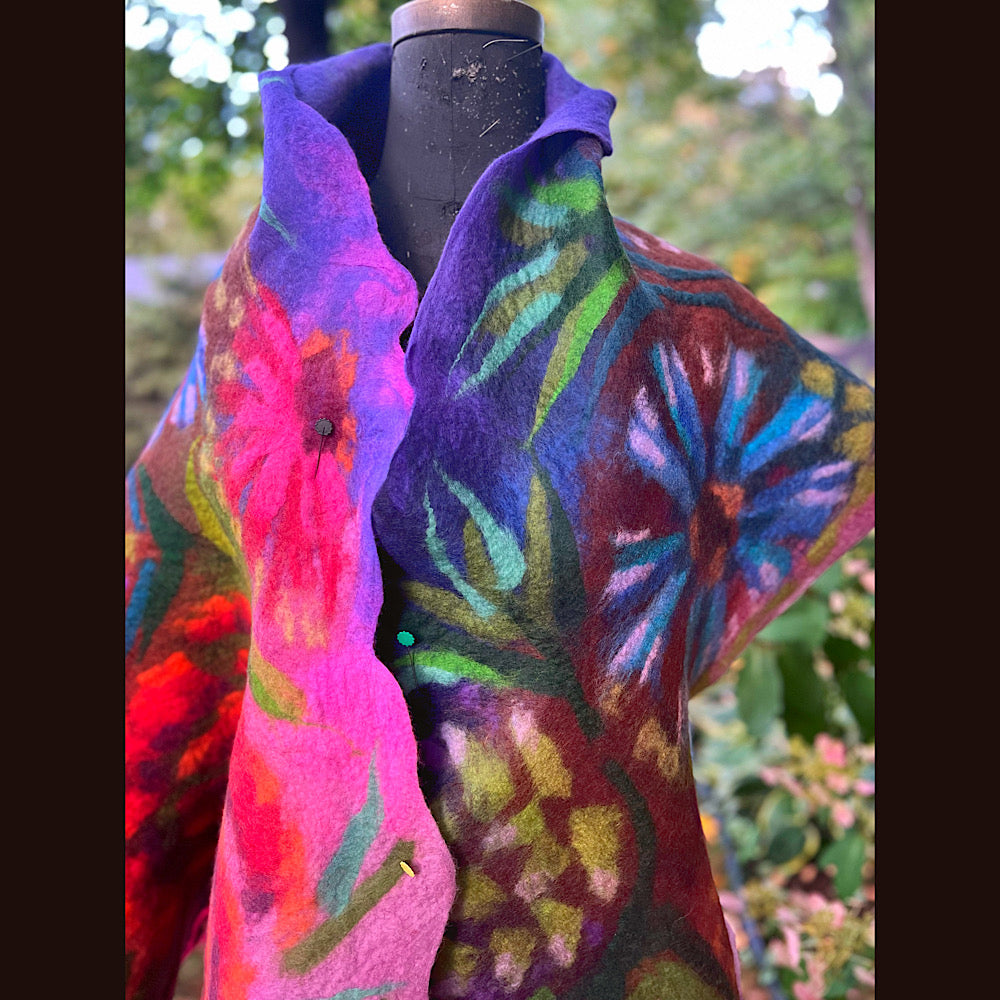 Handmade Felted wool Scarf 86” X 26”