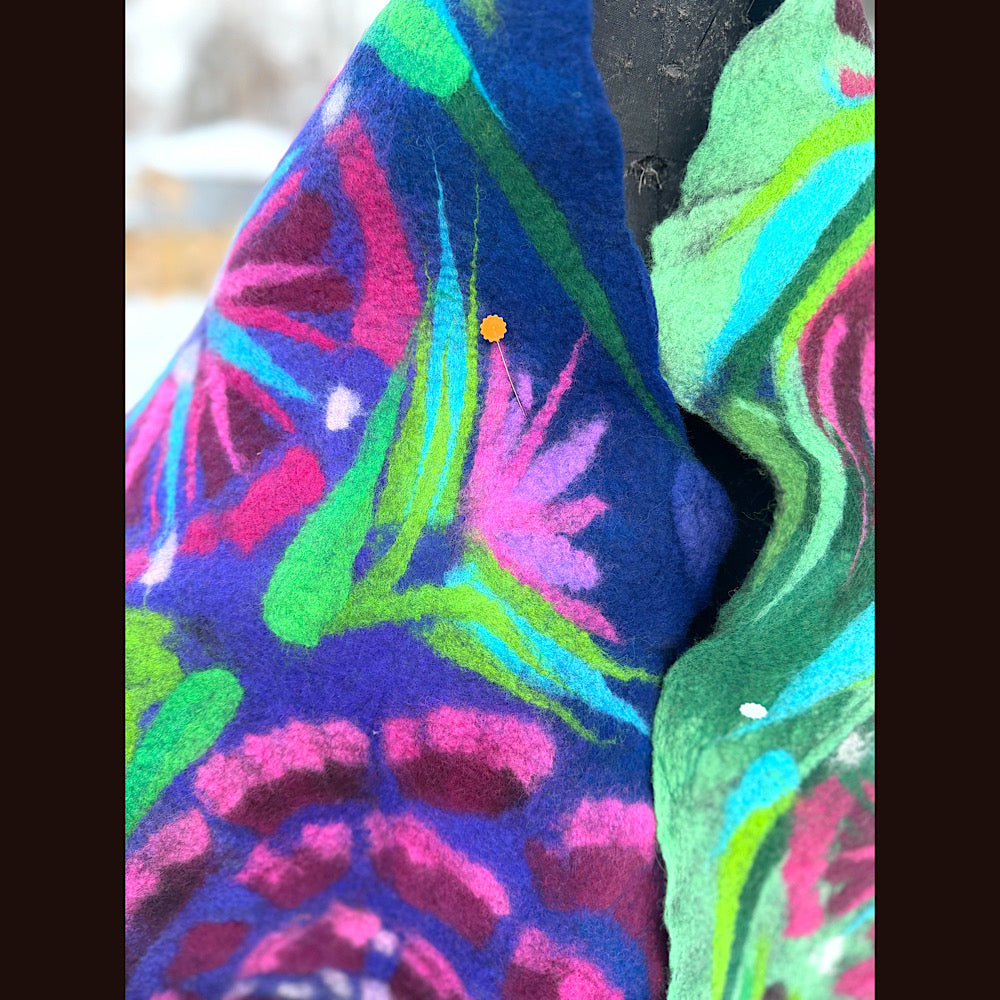 Handmade wool Felted Scarf 90” X 24”