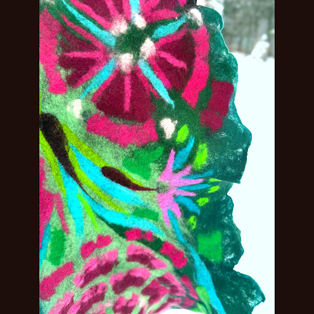 Handmade wool Felted Scarf 90” X 24”