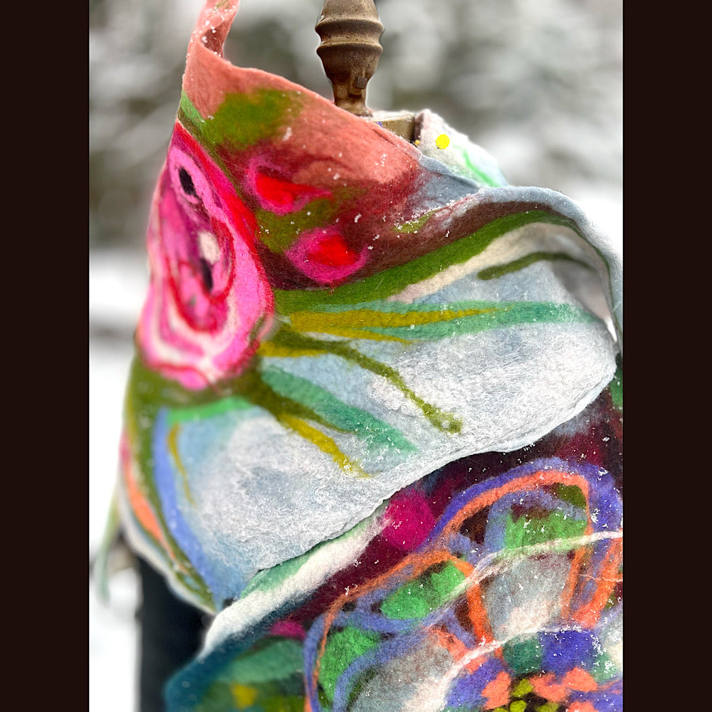 Rose Felted Shawl 84” X 21”