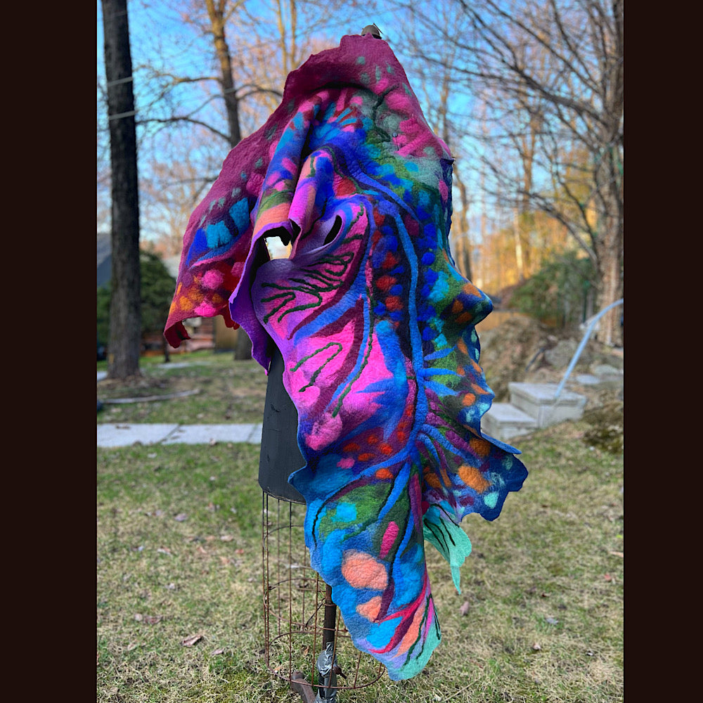 Caterpillar Felted Shawl 76” X 20”