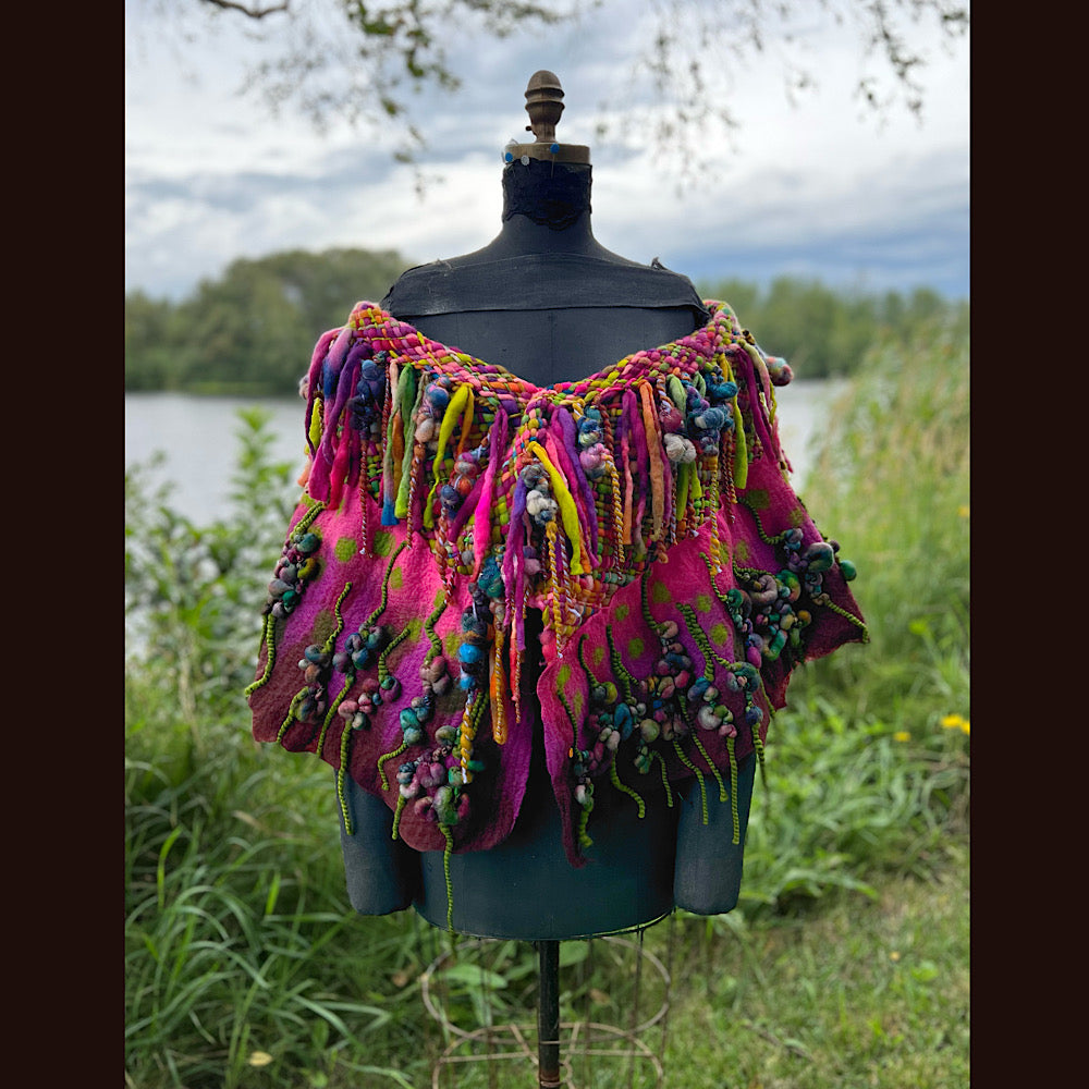 Felted and woven Shawl 55” X 27”