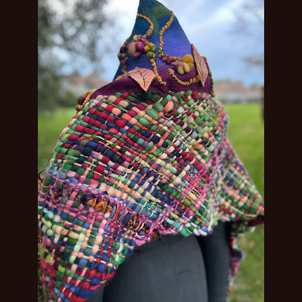 Felted and woven Shawl 84” X 23”