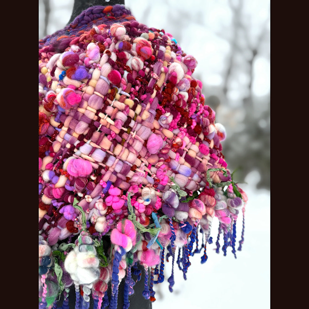 Handmade wool Woven Scarf shawlette 28” X  20” larger size