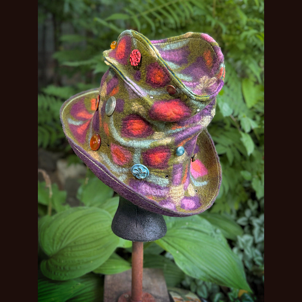OOAK Handmade wool Felted hat 22” small