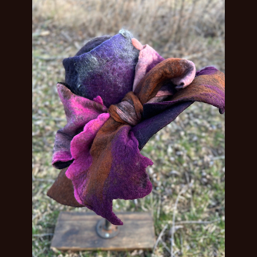 Large brim Felted hat with bow 24” large