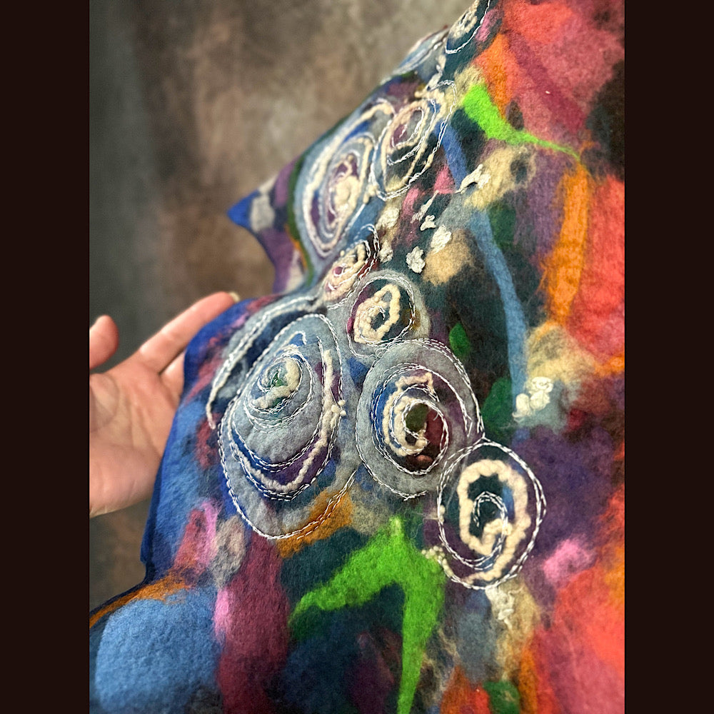 OOAK Handmade wool Felted Scarf 86” X 17”