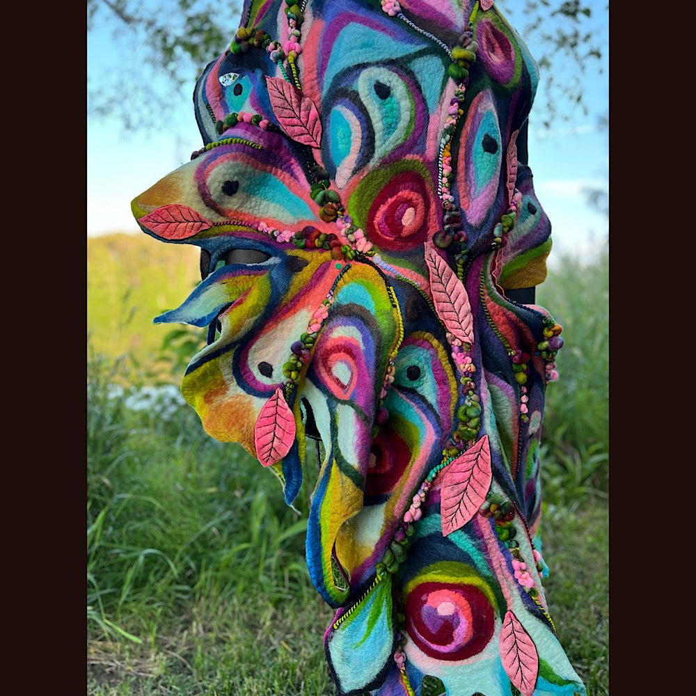 Large Felted Shawl 70” X 28