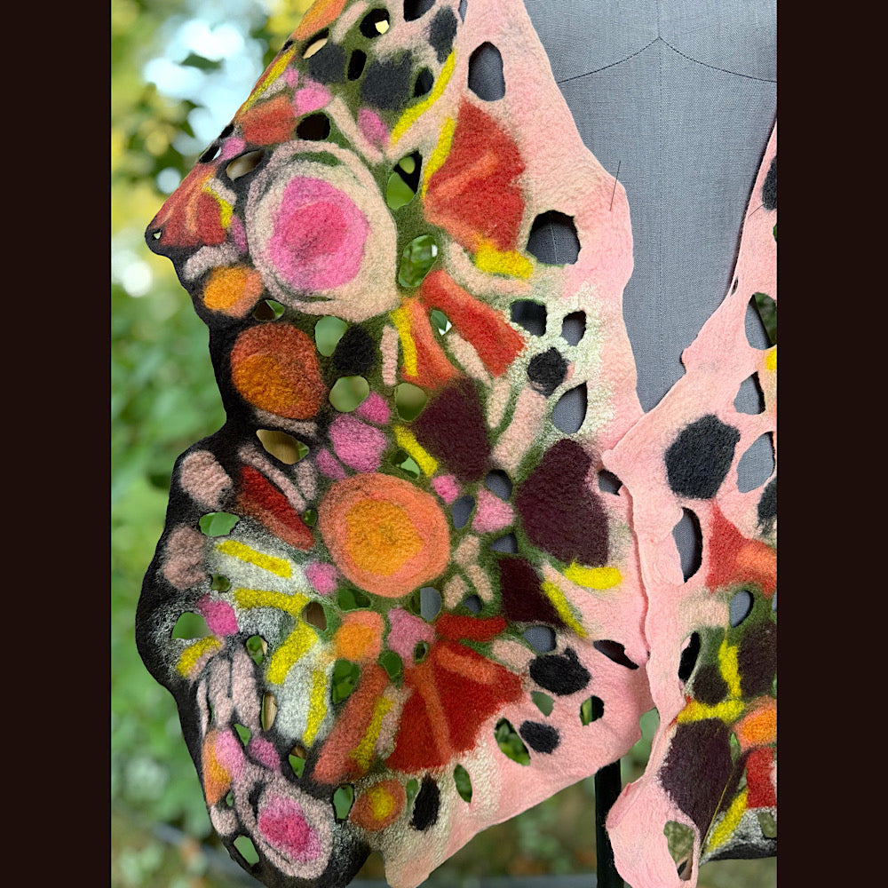 OOAK Handmade wool Felted Scarf 82” X 17” Original art work