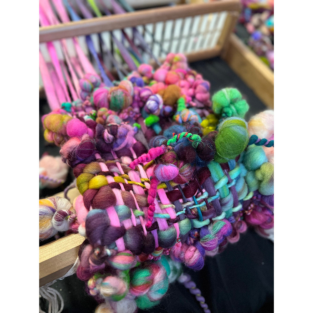 Frosted primroses woven art yarn Scarf 102” X 8” 1.6 pound!