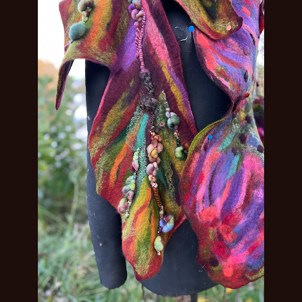 Wild Rose Felted Scarf 70” x 25”