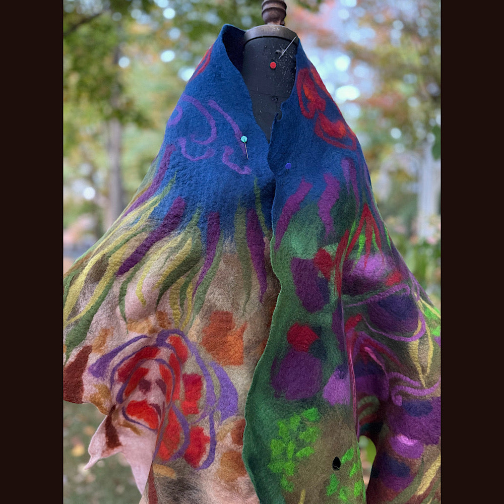 Handmade Felted Wool Scarf 80” X 22”