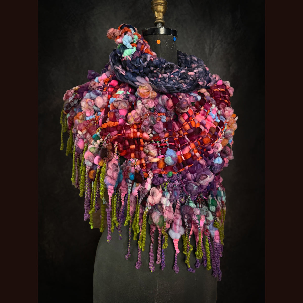 Handmade wool Woven Scarf shawlette 25” X  20” larger size