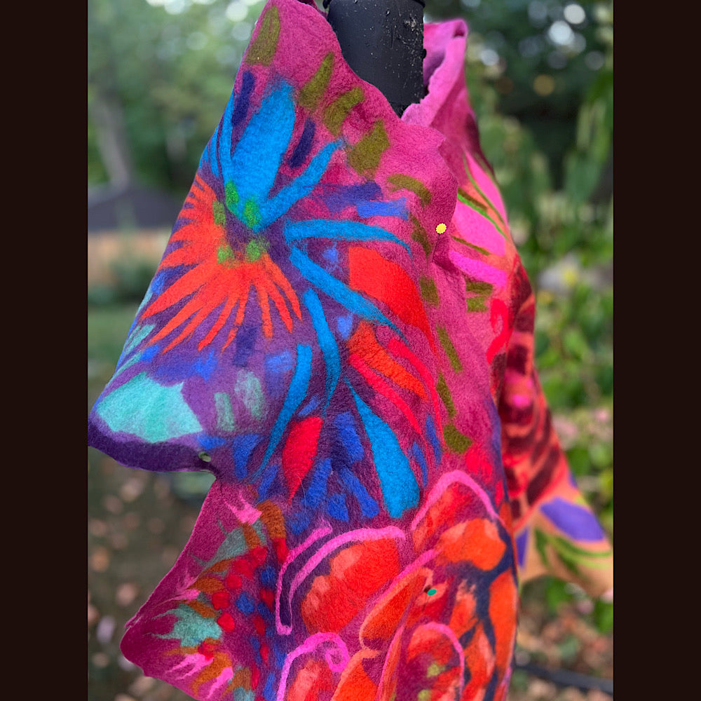 Handmade Felted Wool Scarf 74” X 29”