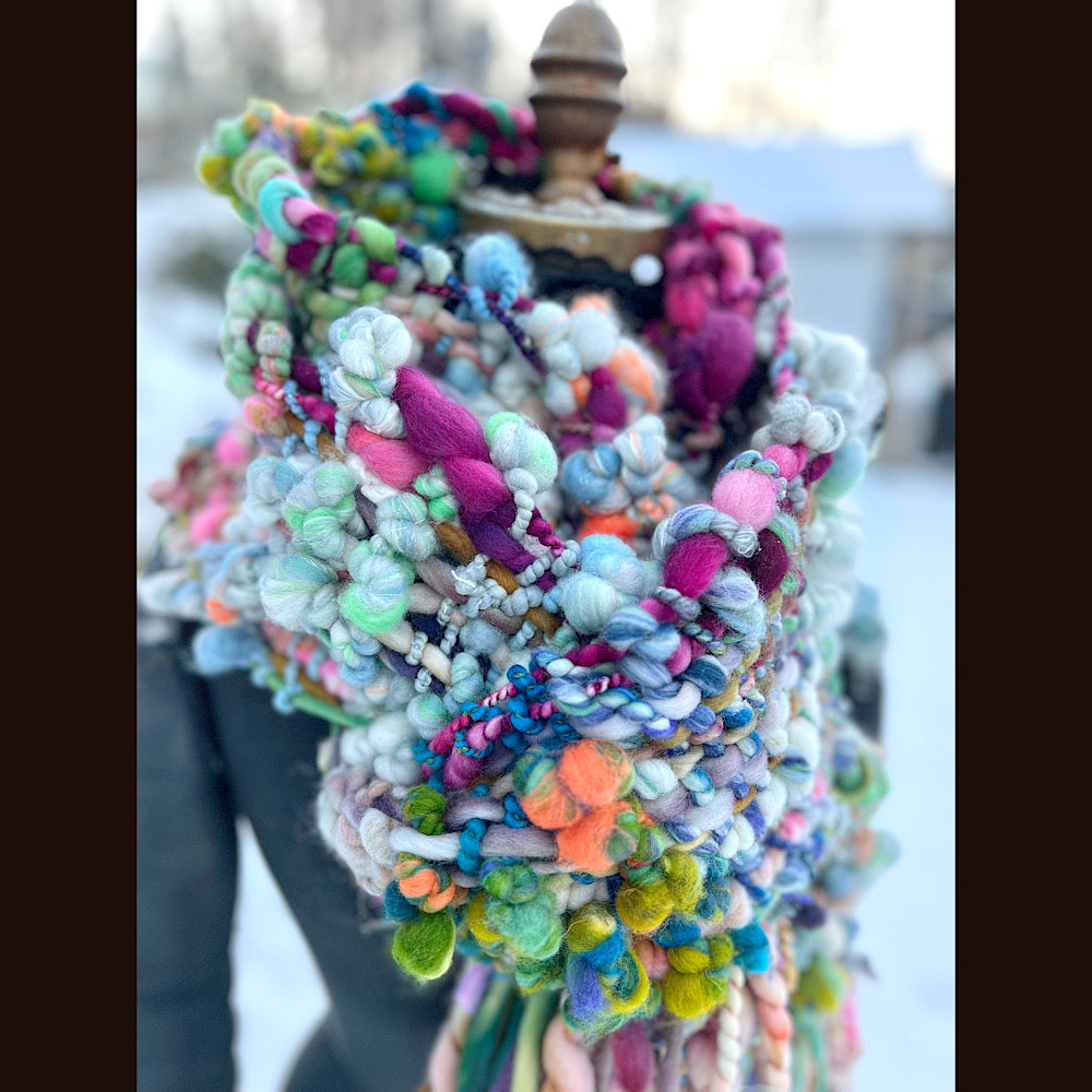 Woven art yarn Scarf 90” X 7”