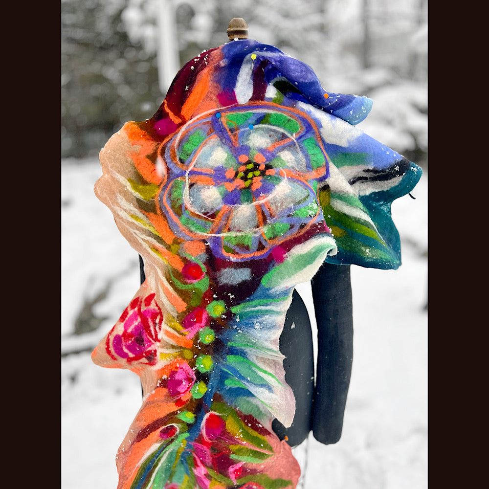 Rose Felted Shawl 84” X 21”